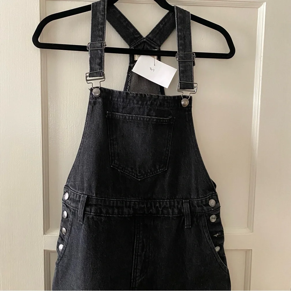 Listicle NWT Black Denim Midi Overall Bib Dress Size S Small - Picture 7 of 11